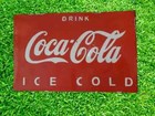 Cola Cola Cold Rd Porcelain Enamel Heavy Metal Sign 18 Inches With Flange