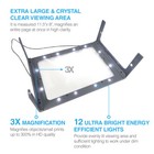 3x Large Full Page Magnifier With 12 Led Lights provide Evenly Lit Viewing Area 