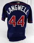 2010 Kinston Indians Matt Langwell  44 Game Used Signed Navy Jersey 48 740