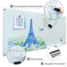 Magnetic Glass Dry Erase Board Frameless Wall Mounted White Board 40   72 Wri   