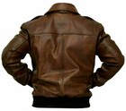 Mens A2 Vintage Distressed Brown Real Leather Classic Pilot Bomber Flight Jacket