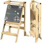 Montessori Foldable Learning Tower  Toddler Kitchen Helper 3 Adjustable Heights