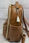 Itzy Ritzy Diaper Bag Cognac Backpack Vegan Leather Gold Hardware Tik Tok Bag