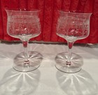 2 Antique Heisey Pattern-monticello Etched Footed 6 1 8   Wine Goblets