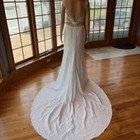  jj s House White Crepe Lace Cap Sleeve Beaded Wedding Gown Bridal Dress Size 10