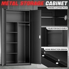 72  Black Lockable Metal Storage Wardrobe Cabinet W  Hanging Rod   4 Shelves