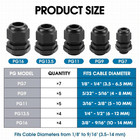 25 Pack Cable Gland Kit     Ip68 Waterproof Nylon Cord Grip Connectors Pg7 To Pg16