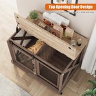 Large Dog Crate Wooden Kennel Heavy Duty Cage W  Tray End Table Wheels Furniture