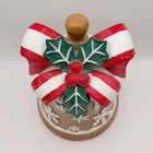 Holly Jolly Christmas Decor Large Gingerbread Bell Figurine Snowflakes Glitter