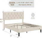 Vecelo Queen Size Bed Frame  Upholstered Platform With Queen  Pala Beige 