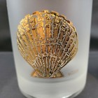 Vintage Culver 22k Gold Sea Shell Set Of 2 Frosted Glass Tumblers 