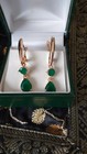 Vintage 1990-s 14 Ct Rolled Gold Emerald Earrings-hallmarked 585 Rg