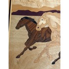 Vintage Hudson River Inlay Mustangs Wood Marquetry Art 24x19 Signed Jeff Nelson