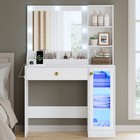 Small Makeup Vanity With Mirror And Lights  Charging Station   Rgb Glass Cabinet