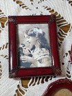 Vintage Victorian Style Burgundy Gold Small Trinket Picture Frames Lot Of 3 4 5   