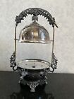 Antique Rockford Silver Plate Ornate Mechanical Pully Dome Butter Dish Server