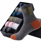 5 Pairs Men s Cotton Sweat Absorbing Embroidered Crest Athletic Socks Size 9-11