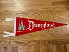 Rare Vintage 60s Walt Disney Productions Disneyland Red Felt Pennant Flag 24 
