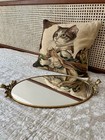 Vintage Oval Brass Vanity Mirror Tray Hollywood Regency