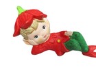 Pixie Elf Vintage Ceramic Christmas Sitting Reclining On Elbow 4  Long