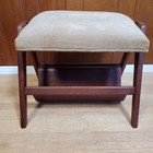 Unique Vintage Mid-century Danish Modern Flip Lid Ottoman W wood Newpaper Holder