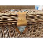 Vtg Large Wicker Basket Rectangle With Lid Snap Closure Storage Basket Display