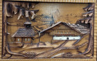 Black Forest Framed Relief Wood Carving  Rare Genuine Vintage German Art