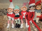 Vintage Elf Knee Hugger Felt Christmas Ornament Pixie Doll Lot Of 6 Read    