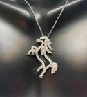 0 40ct Round Cut Real Moissanite Horse Shape Charm Pendant 14k White Gold Plated