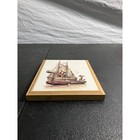 Vintage Nautical Sailing Ship Wood Block Wall Art Maritime Decor Seagulls Boat