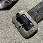 Vintage 30s 40s Studded Jeweled Belt Sz 32 Biker Whirling Logs Rockabilly Buco