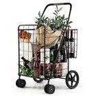 Heavy Duty Folding Shopping Cart W  Swivel Wheels Double Basket Utility Cart New