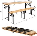 Vingli70inchfolding Beer Garden Tablebenchset3 Piece Natural Wood For Campingbbq