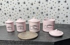 Dollhouse Miniature 1 12 Scale 4 Piece Canister Set Pink