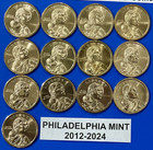Complete 26 Coin Sacagawea Native American Dollar P d Set 2012-2024 Gem Bu Coins