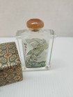 Vintage Reverse Painted Chinese Snuff Bottle W  Agate Stopper   Fitted Silk Box