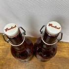 2 Vintage Grolsch Amber Brown Lager Beer Bottles Porcelain Swing Top