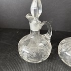 Cambridge Glass Rose Point Oil-vinegar Cruets With Loop Handle-stopper Vintage
