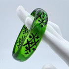 Vintage Shultz Translucent Green Bakelite W  Painted Tic-tac-toe Bangle Bracelet