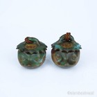 2x Vtg Japanese Clay Bell Ceramic Vintage Old Green Kappa Japanese Clay Om3inch