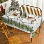 Horaldaily Christmas Tablecloth 60  84 Inch Golden Snow Trees Washable Table C   
