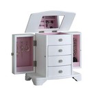 Snow 3 Drawer Jewelry Box Wooden With Mirror And Necklace Ring Earring white  