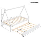 Modern Floor Bed Twin Size Tent Bed With Pull-out Trundle Solid Wood Teepee Bed
