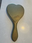 Vintage Italian Florentine Heart Hand Mirror - Pink   Gold Gilt - Made In Italy