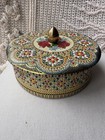 Vtg  6    Round Floral Metal Cookie Tin Sewing Box Container Made In Holland