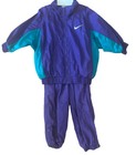 Vtg Nike Track Suit Kids Purple Teal Color Block Windbreaker Jacket 90s Sz 24mo