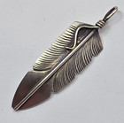 Navajo Native American Sterling Silver Feather Necklace Pendant