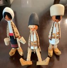  3  Romanian Hand Carved 4-5  Wood Folk Art Figures   Musical Instruments Vtg