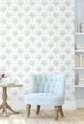 Wallpaper Designer Blue And Lavender Roses On White 60 Sq Ft Bolt
