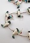 Rare Vintage Navajo Multi Gemstone Carved Shell Duck Fetish Necklace 33 